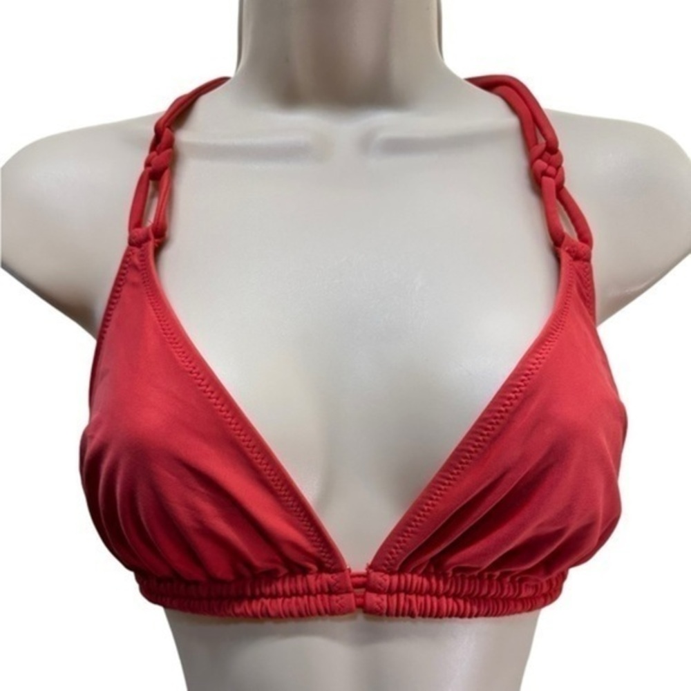 Profile Blush triangle coral adjustable halter bikini top ONLY